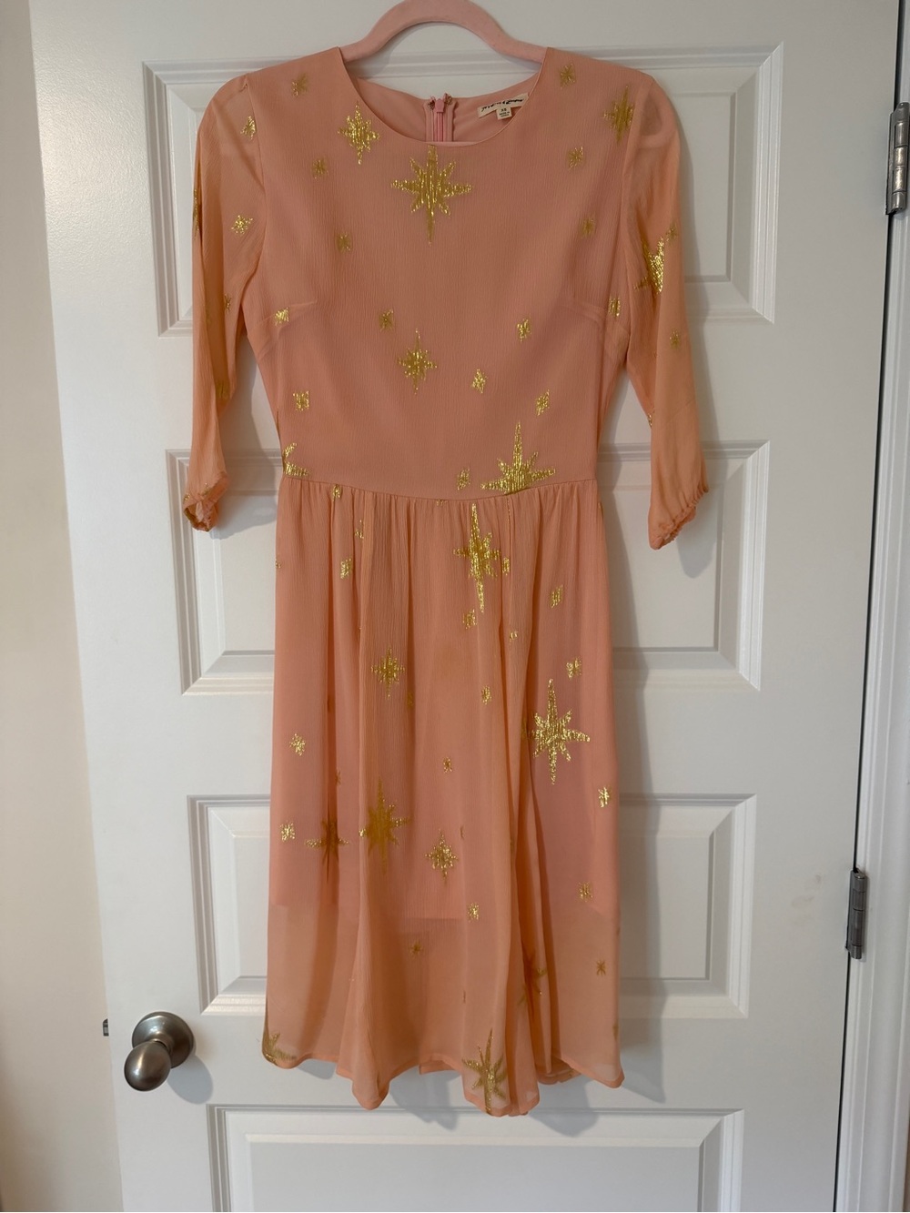 For Love And Lemons Peach Dress with Gold Star Motif